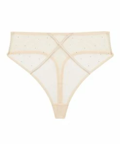 Playful Promises Nola Toffee Diamante Studded High Leg Thong