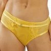 Playful Promises Outlet Vivienne Mustard Net Satin And Lace High Waist Brief