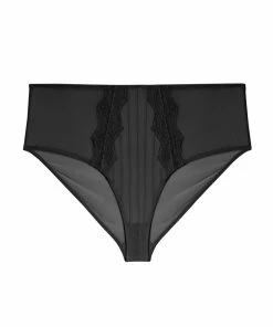 Playful Promises Curve Exclusive Knickers Presley Black Stripe And Lace Trim Brief