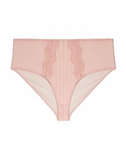 Playful Promises Curve Exclusive Knickers Presley Pink Stripe And Lace Trim Brief