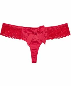 Playful Promises Ruby Pink Satin Crossover Thong Outlet