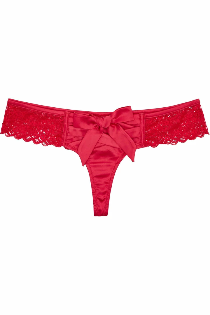Playful Promises Ruby Pink Satin Crossover Thong Outlet 3 Playful Promises Ruby Pink Satin Crossover Thong Outlet