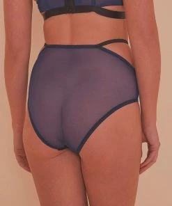 Playful Promises Outlet Tabitha Blue Embroidery High Waist Brief