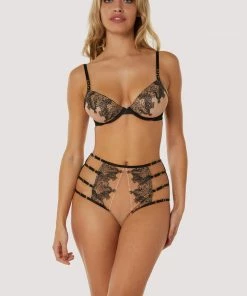 Playful Promises Knickers Tiger Peach Mesh Embroidered High Waisted Brief