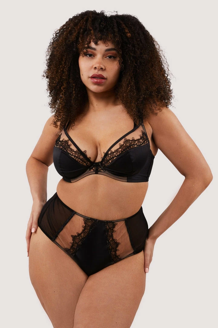 Playful Promises Wren Black Illusion Mesh And Satin High Waist Brief Luxe Bras 9 Playful Promises Wren Black Illusion Mesh And Satin High Waist Brief Luxe Bras
