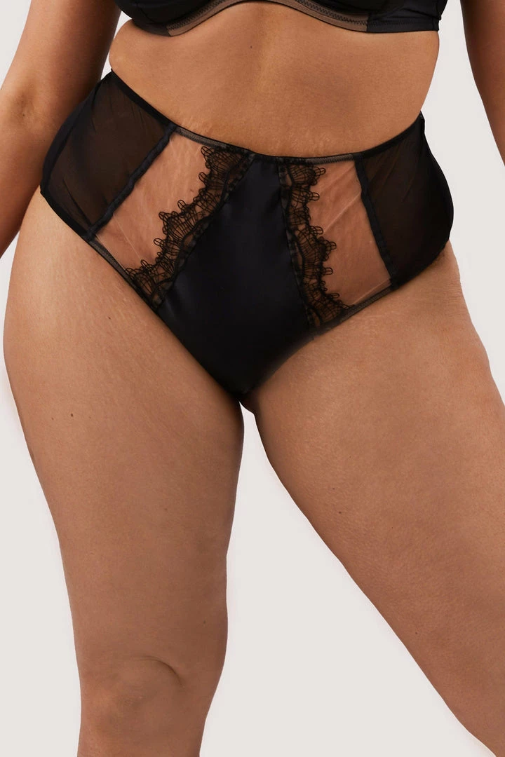 Playful Promises Wren Black Illusion Mesh And Satin High Waist Brief Luxe Bras 10 Playful Promises Wren Black Illusion Mesh And Satin High Waist Brief Luxe Bras