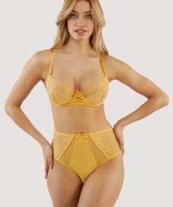 Playful Promises Knickers Ziggy Mango Lace And Spotted Mesh High Waisted Brief
