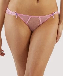 Playful Promises Ziggy Pink Lace And Spotted Mesh Brief Knickers