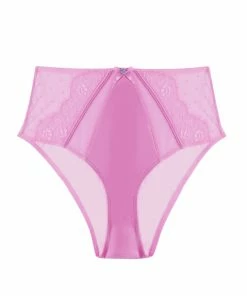 Playful Promises Ziggy Pink Lace And Spotted Mesh High Waisted Brief Knickers 15 Playful Promises Ziggy Pink Lace And Spotted Mesh High Waisted Brief Knickers