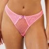 Playful Promises Ziggy Pink Lace And Spotted Mesh Thong Knickers 1 Playful Promises Ziggy Pink Lace And Spotted Mesh Thong Knickers
