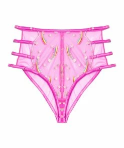 Playful Promises Coccinelle Rainbow Shooting Star Pride Embroidery High Waisted Brief Knickers