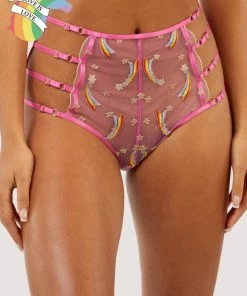 Playful Promises Coccinelle Rainbow Shooting Star Pride Embroidery High Waisted Brief Knickers