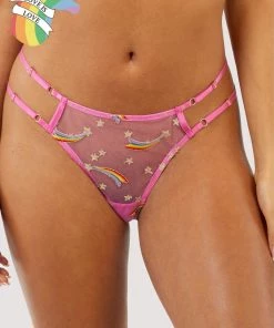 Playful Promises Knickers Coccinelle Rainbow Shooting Star Pride Embroidery Thong