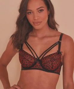 Playful Promises Outlet Josie Leopard Mesh Picot Non Padded Bra Core