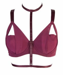 Playful Promises Juliet Wine Harness Bra A-D Cups Outlet