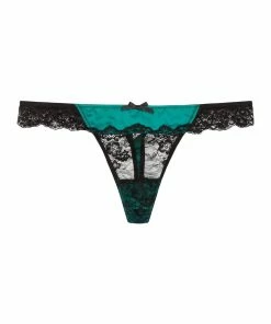 Playful Promises Kate Teal Satin Thong Outlet