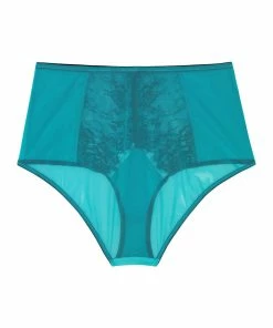 Playful Promises Henrietta Teal Lace Overlay High Waist Brief 15 Playful Promises Henrietta Teal Lace Overlay High Waist Brief