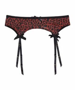 Playful Promises Outlet Josie Leopard Mesh Picot Suspender Belt Core