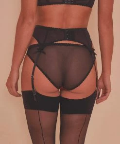Playful Promises Outlet Josie Leopard Mesh Picot Suspender Belt Core