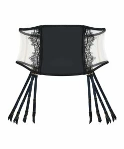 Playful Promises Wren Black Illusion Mesh And Satin Waspie Luxe Bras