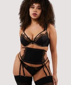 Playful Promises Wren Black Illusion Mesh And Satin Waspie Luxe Bras