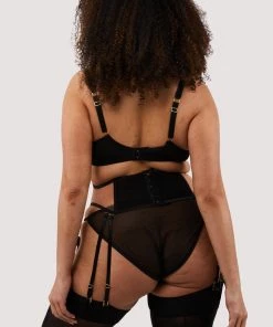 Playful Promises Wren Black Illusion Mesh And Satin Waspie Luxe Bras