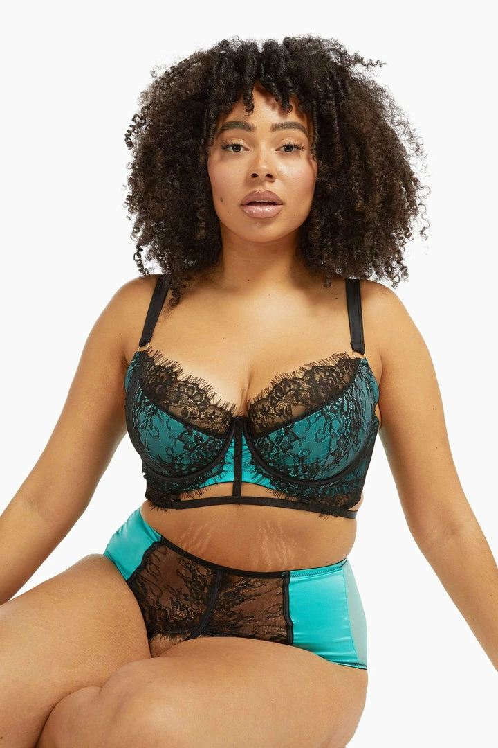 Playful Promises Henrietta Teal Lace Overlay Curve Bra 3 Playful Promises Henrietta Teal Lace Overlay Curve Bra