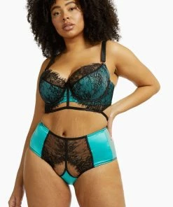 Playful Promises Henrietta Teal Lace Overlay Curve Bra