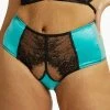 Outlet Playful Promises Henrietta Teal Lace Overlay High Waist Curve Brief