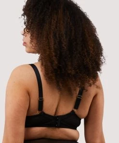 Playful Promises Curve Exclusive Presley Black Stripe And Lace Trim Bra Bras