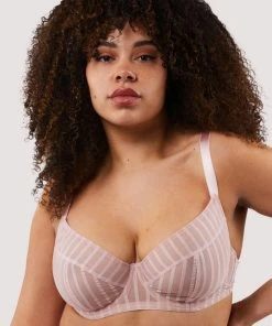 Playful Promises Curve Exclusive Bras Presley Pink Stripe And Lace Trim Bra