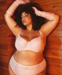 Playful Promises Curve Exclusive Bras Presley Pink Stripe And Lace Trim Bra