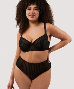 Playful Promises Curve Exclusive Knickers Presley Black Stripe And Lace Trim Brief