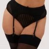 Playful Promises Curve Exclusive Presley Black Stripe And Lace Trim Suspender Suspenders