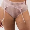 Playful Promises Curve Exclusive Presley Pink Stripe And Lace Trim Suspender