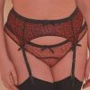Playful Promises Josie Leopard Mesh Picot Suspender Belt Curve Outlet