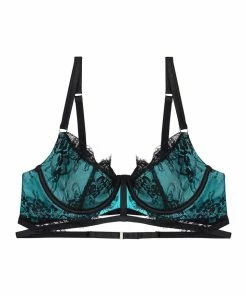 Playful Promises Henrietta Teal Lace Overlay Fuller Bust Bra Outlet