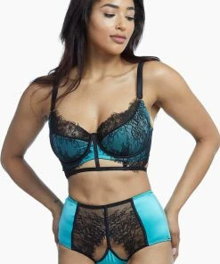 Playful Promises Henrietta Teal Lace Overlay Fuller Bust Bra Outlet