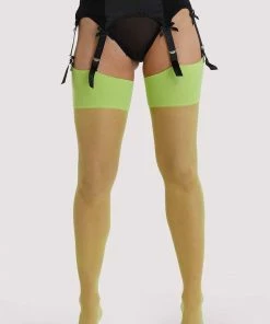 Playful Promises Acid Lime Seamed Stockings