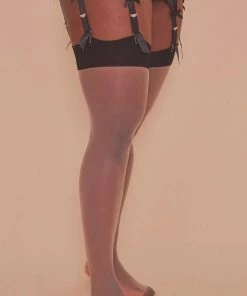 Playful Promises Hosiery Bow Back Seam Stockings Creme De Peche