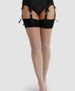 Playful Promises Hosiery Bow Back Seam Stockings Creme De Peche