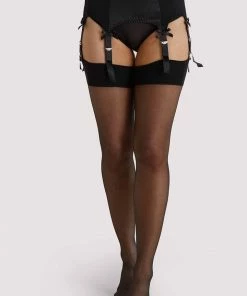 Playful Promises Bow Back Seamed Stockings Black