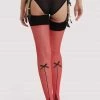 Playful Promises Hosiery Bow Back Seamed Stockings Red 2 Playful Promises Hosiery Bow Back Seamed Stockings Red