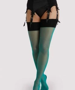 Playful Promises Hosiery Bow Back Stockings Green