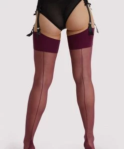 Playful Promises Hosiery Grape Wine Seamed Stockings