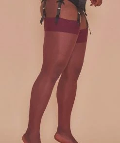 Playful Promises Hosiery Grape Wine Seamed Stockings