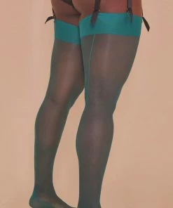 Playful Promises Hosiery Quetzal Green Seamed Stockings