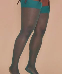 Playful Promises Hosiery Quetzal Green Seamed Stockings