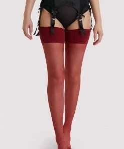 Playful Promises Seamed Stockings Merlot Hosiery