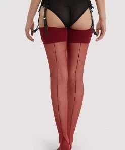Playful Promises Seamed Stockings Merlot Hosiery